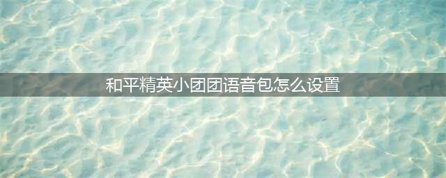 《和平精英》语音包怎么设置 小团团语音包设置方法(和平精英小团团语音包怎么设置)