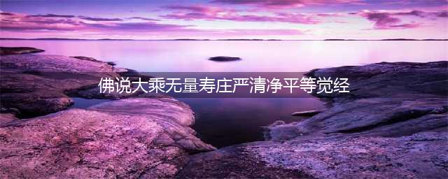 佛说大乘无量寿庄严清净平等觉经(佛说大乘无量寿庄严清净平等觉经)