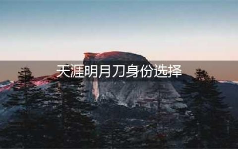 《天涯明月刀》手游身份怎么选择 身份选择介绍(天涯明月刀身份选择)